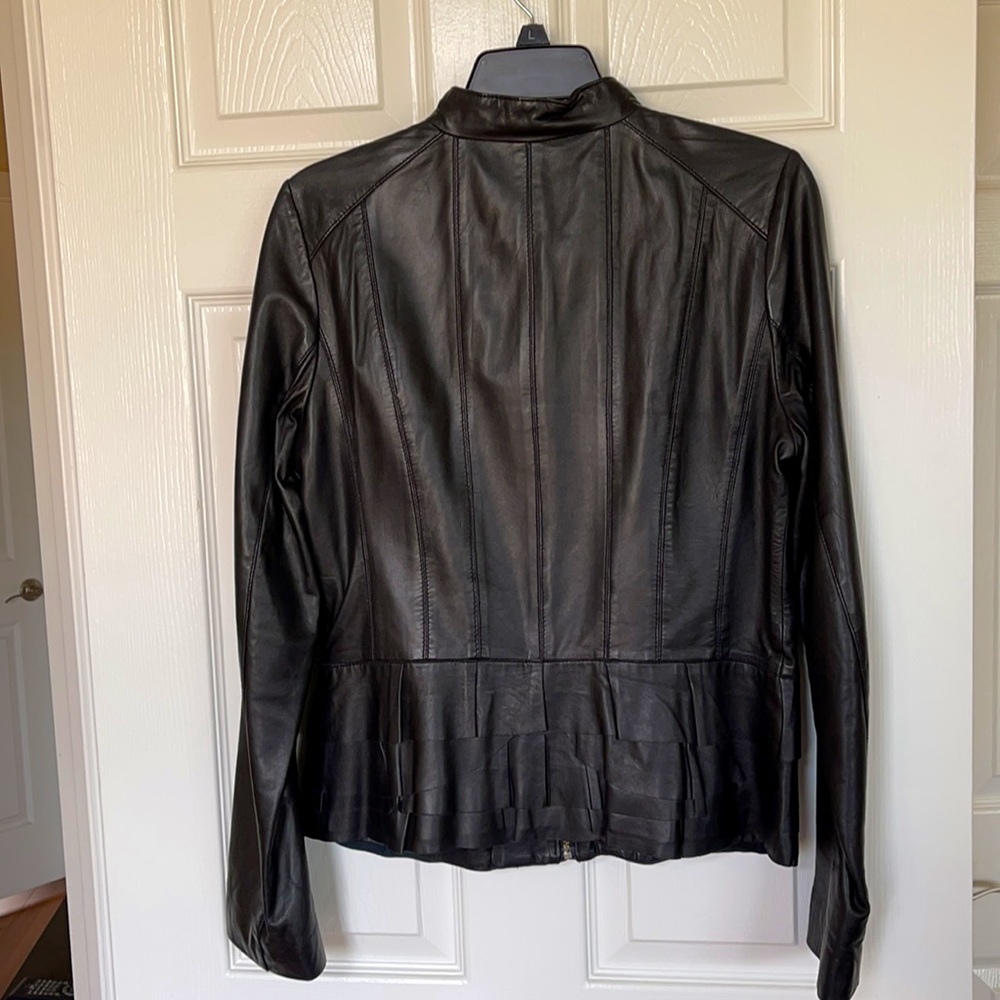 Halogen Collarless Leather Jacket - image 5